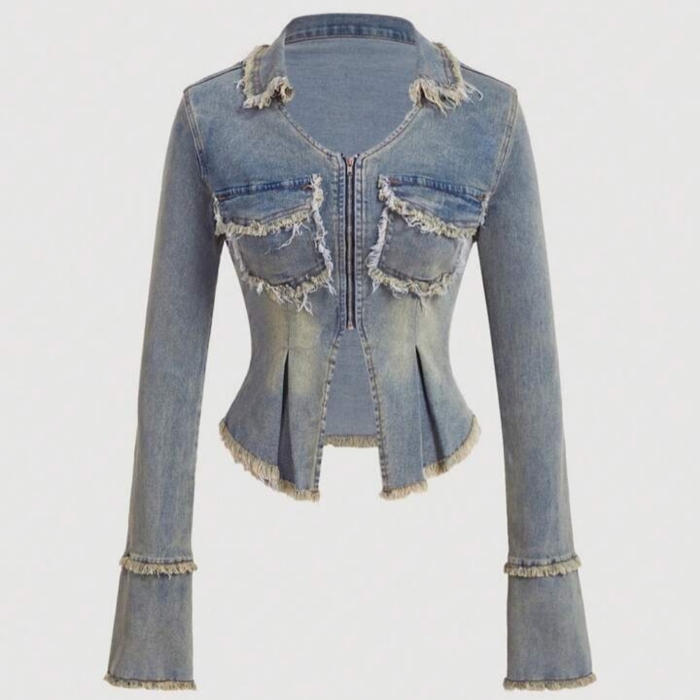 Shein Curve, EUC, Women's, Denim Jacket w/ Pockets, Size 0XL, Long Sleeve, - Picture 2 of 10